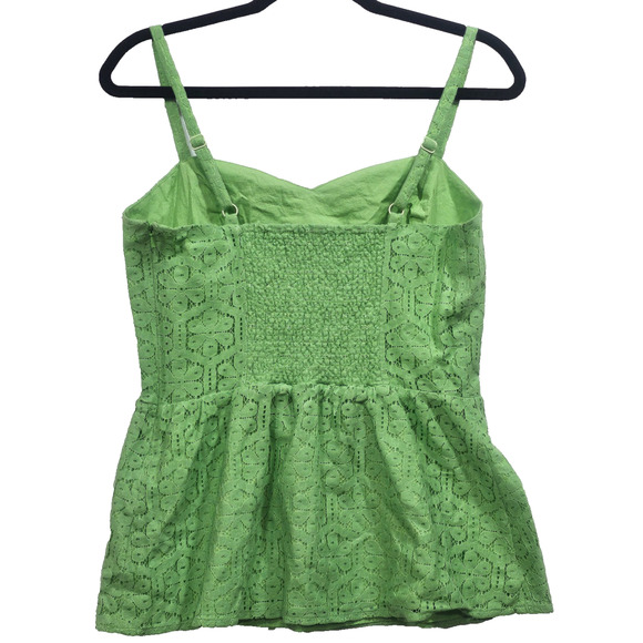 Lilly Pulitzer Gardenia Lace Peplum Top Sweetheart Neckline Green Size 8 Beachy - Picture 2 of 7